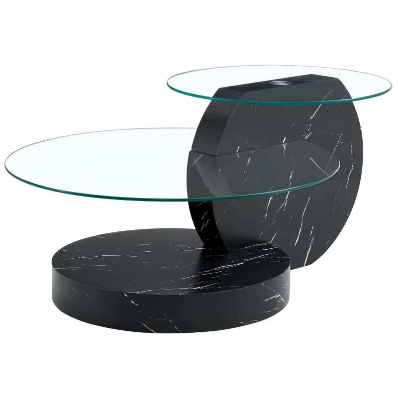 Table basse moderne minimaliste, design italien, pieds antidérapants, 89.9x69.9x43.2 cm, Transparent