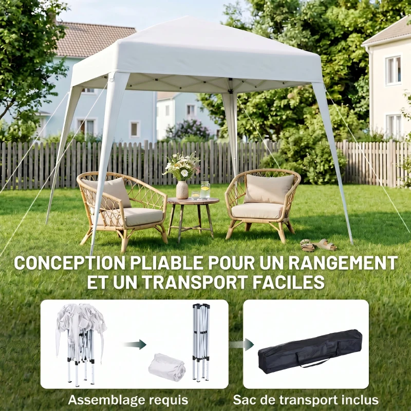 Outsunny Tonnelle de Jardin 3x3m Pop up Tente Pliable Acier Polyester imperméabilisé Anti UV avec Sac de Transport Blanc