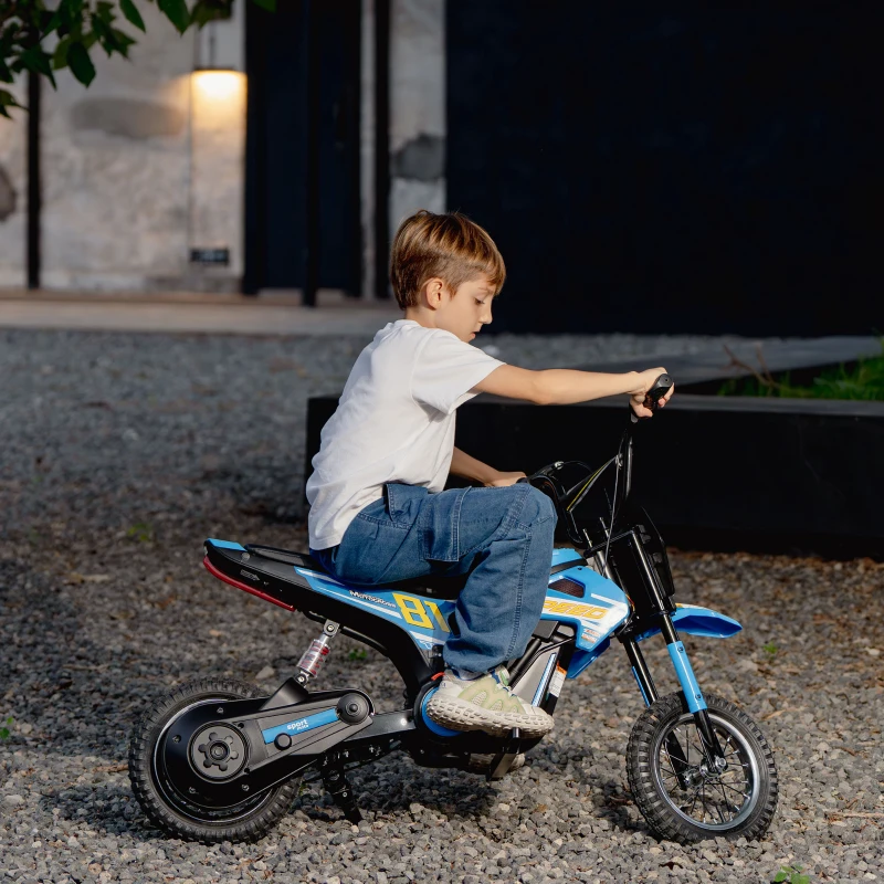 AIYAPLAY Moto Eléctrica para Niños 24V con Motor 250W Velocidad de 6-16km/h Ruedas de 12'' para Niños de 8-12 Años Azul