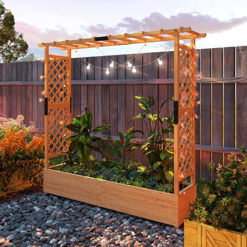 Outsunny Fir Wood 171 x 39 cm Planter and Trellis Garden Bed