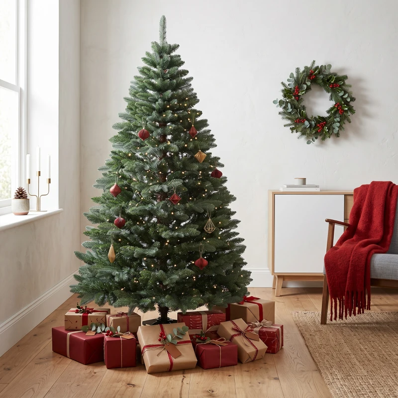 HOMCOM Árbol de Navidad Artificial 180 cm con 1050 Ramas y Base de Acero Plegable Montaje Rápido para Salón Interior Verde
