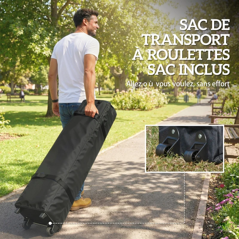 Outsunny Tonnelle de jardin 3 x 3 m pop up tente pliante protection UV50+ hauteur réglable 4 sacs de sable sac de transport Blanc