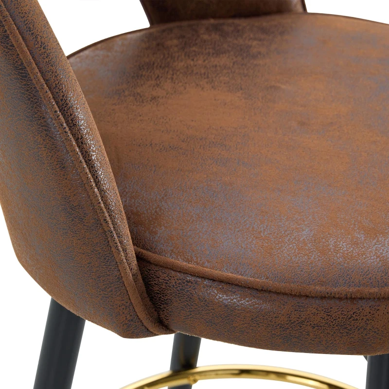 Tabouret de bar pivotant 360°, dossier ajouré design, piètement métal, 47,40x44,00x92,00 cm, Marron+Noir