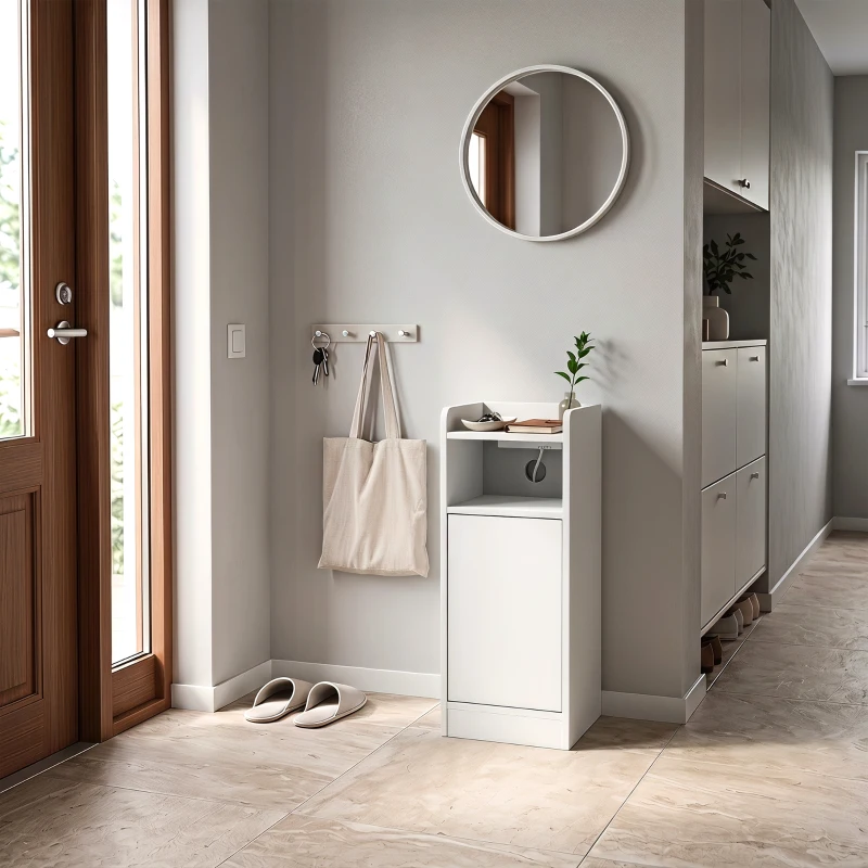 HOMCOM Set di 2 Comodini Camera da Letto con Stazione di Ricarica, Armadietto e Ripiano Aperto, 25x30x60 cm, Bianco