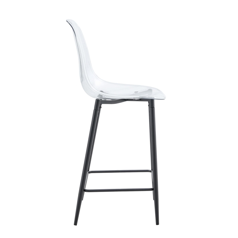 Lot de 4 tabourets de bar transparents, design moderne au look aérien, 51x45x102 cm, Noir