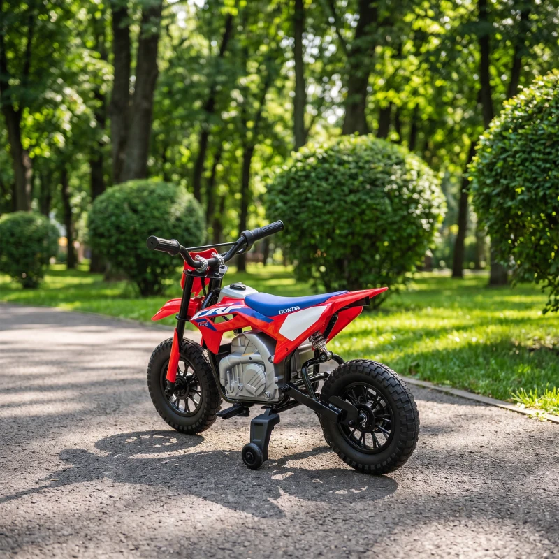 AIYAPLAY Moto Elettrica per Bambini 3+ Anni Licenza Honda CRF 450R, 12V Batteria al Litio, con Sospensioni, Rosso