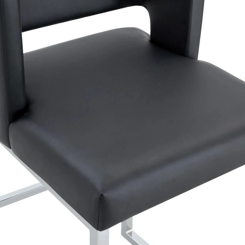 Lot de 2 tabourets de bar style nordique, structure métallique robuste avec pieds argentés, 48x53.3x91.4 cm, Noir+Argent