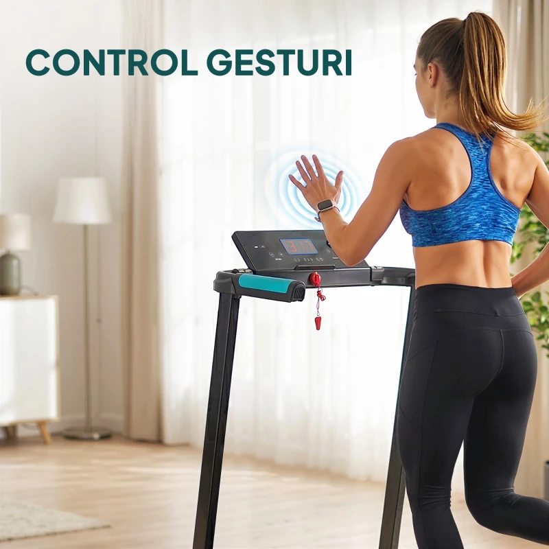 SPORTNOW Bandă de alergare pliabilă cu control gestual, albastru deschis