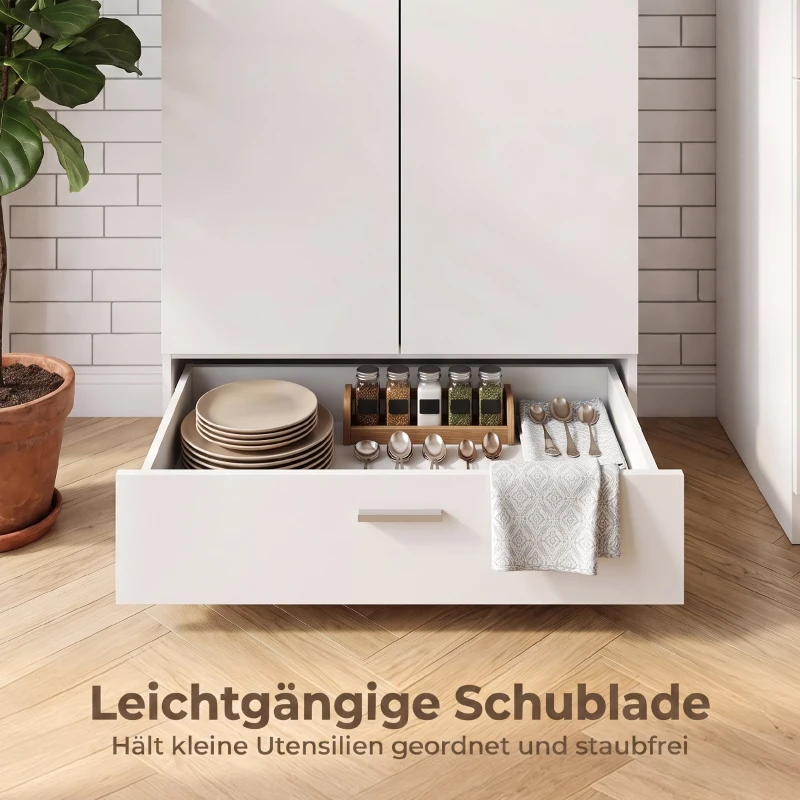 HOMCOM Modernes Sideboard, freistehender Aufbewahrungsschrank mit Schublade und verstellbarem Einlegeboden, Weiß