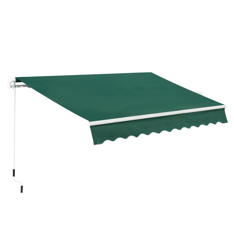 Outsunny Tenda da Sole a Manovella 3x2 m ad Angolazione Regolabile, in Alluminio, Acciaio e Poliestere Verde