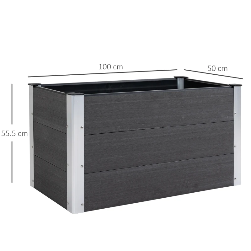 Outsunny Fioriera Vaso per Piante e Colture in Legno e Plastica 100x50x50cm Grigio