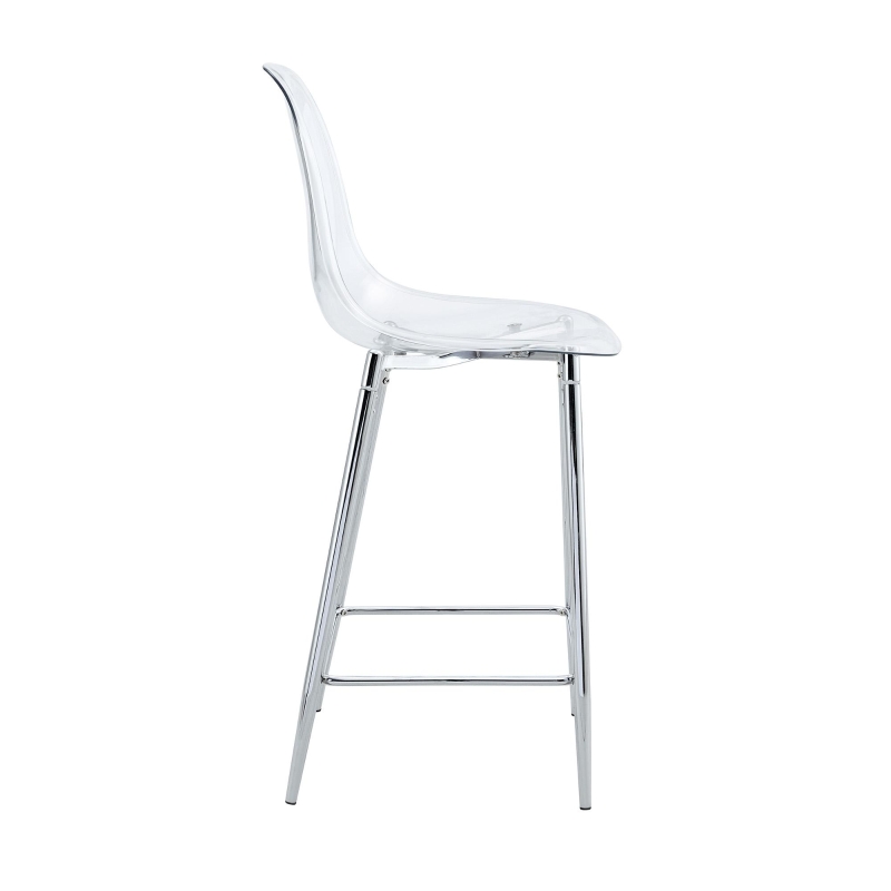 Lot de 4 tabourets de bar transparents, design moderne au look aérien, 51x45x102 cm, Argent