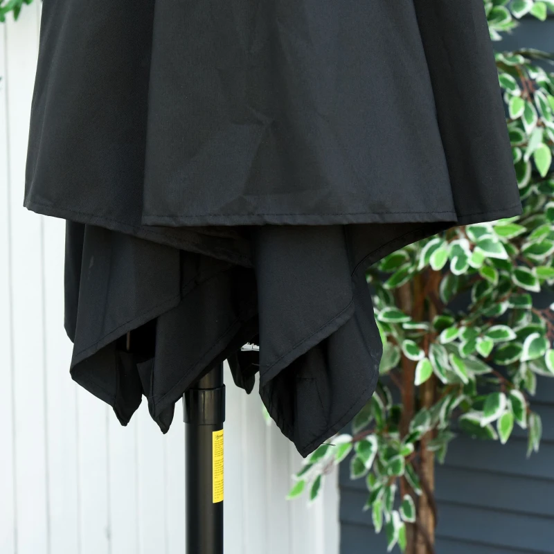 Outsunny Parasol droit parasol inclinable de jardin manivelle toile polyester haute densité 180 g/m² Ø2,6 x 2,35 m aluminium noir