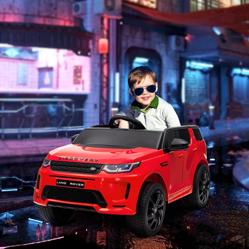 AIYAPLAY Macchina Elettrica per Bambini a Licenza Land Rover con Fari, Clacson e Cintura,106x65.5x51 cm, Rosso