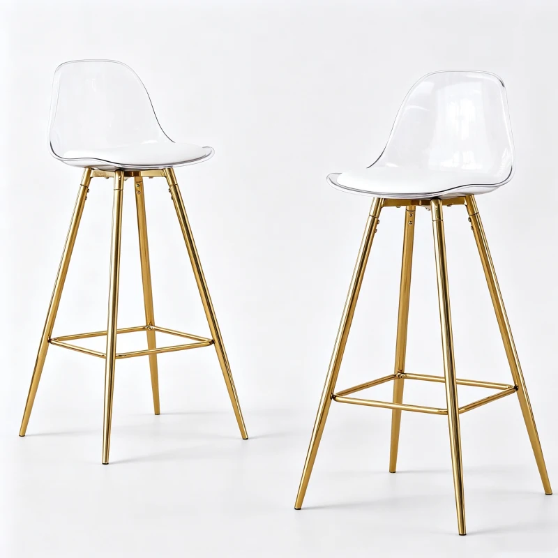 Lot de 2 tabourets de bar, design moderne et polyvalent idéal pour café, 38x33x96.5 cm, Transparent