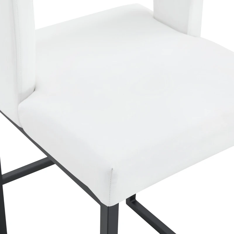 Lot de 2 tabourets de bar style nordique, structure métallique robuste avec pieds argentés, 48x53.3x91.4 cm, Blanc+Noir