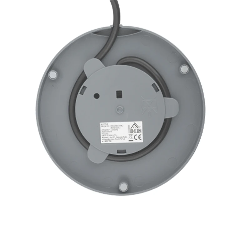 HOMCOM waterkoker- en broodroosterset, 1,7 l, 2200 W snelkook-waterkoker met thermostaat, 2-sneetjes broodrooster, grijs