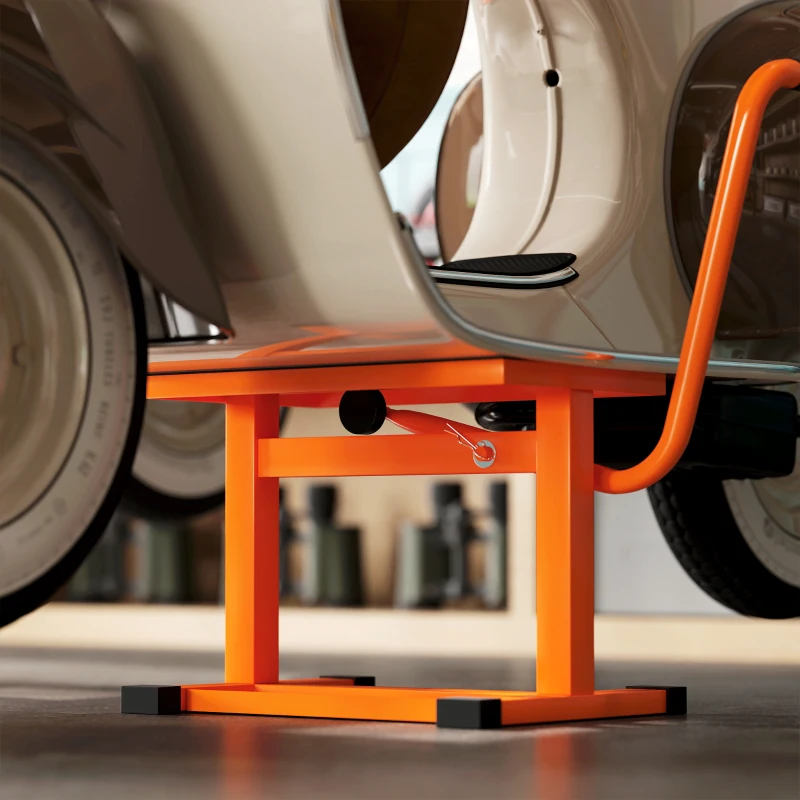 DURHAND Stand pentru motociclete, max. 150 kg, din metal, cu suprafață din cauciuc și manivelă, 48x34x43 cm, portocaliu