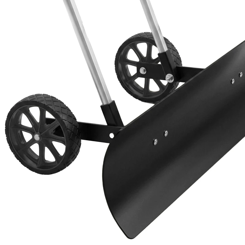 Outsunny Sneeuwschuiver 95 cm extra breed aluminium met wielen, verstelbare antislipgreep, schuin