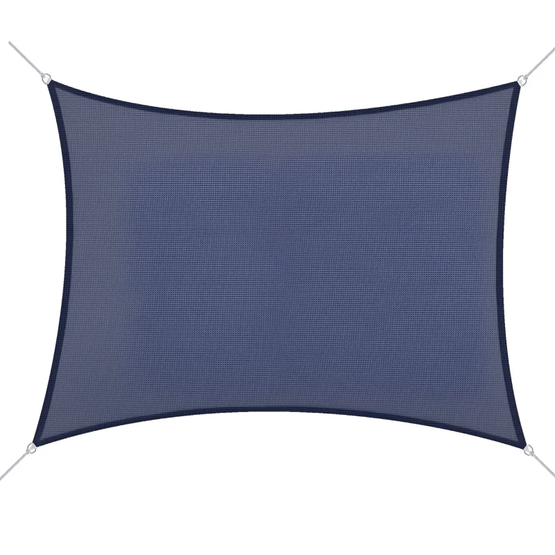Outsunny Cort de umbra rectangular 6 x 4 m polietilena cu densitate mare Protectie UV Cu geanta de depozitare albastru