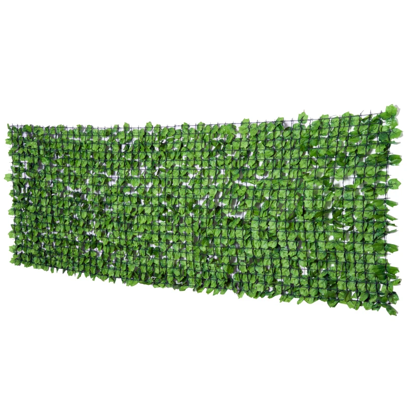 Outsunny Rotolo di Siepe Finta per Balcone e Giardino in PE, Siepe Artificiale con Foglie di Edera Verdi 300x100cm