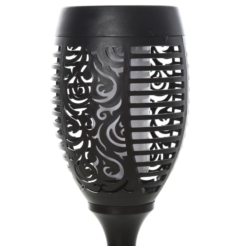 Outsunny Set 4 Faretti da Esterno LED a Energia Solare con 4 Picchetti, in Plastica, Ø12x72 cm, Nero