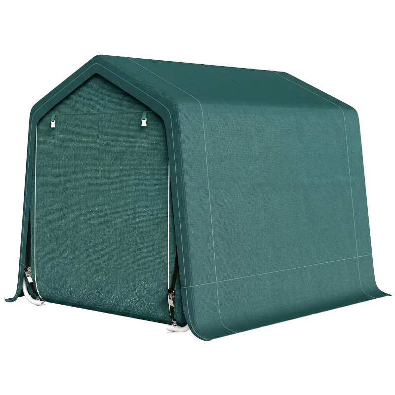 Outsunny Garage Moto per Esterno 2.4x2 m, Tenda Garage per Attrezzi in Metallo e Tessuto PE, per Moto e Biciclette, Verde