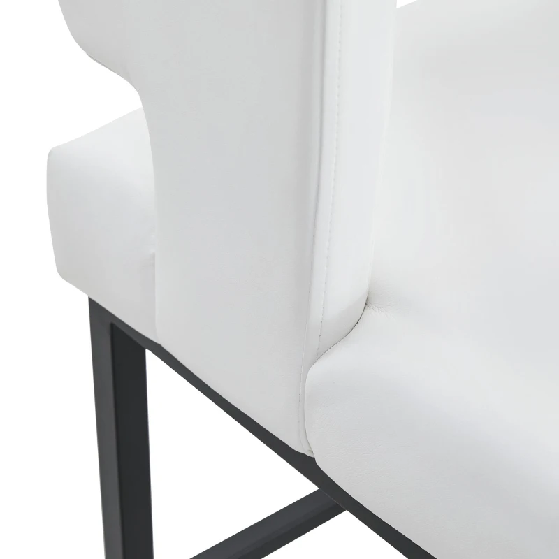 Lot de 2 tabourets de bar style nordique, structure métallique robuste avec pieds argentés, 48x53.3x91.4 cm, Blanc+Noir