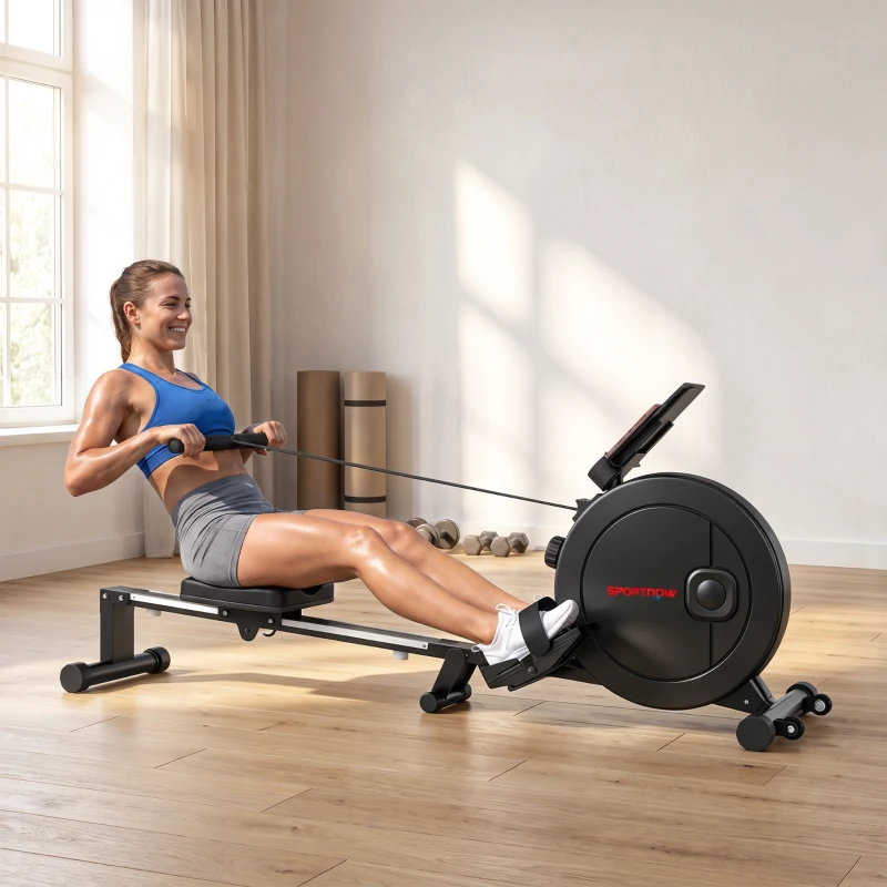 SPORTNOW Vogatore Magnetico Pieghevole con 16 Livelli di Resistenza, Nero