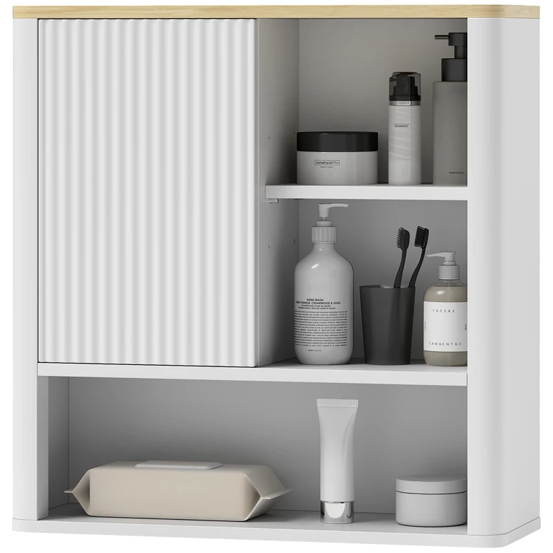 HOMCOM Armario de Baño de Pared con Puerta Corredera 5 Compartimentos y Estantes Ajustables 60x20x62 cm Blanco