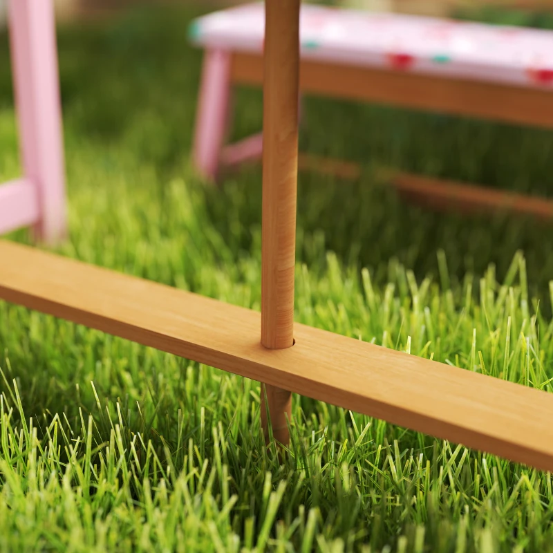 AIYAPLAY Kids Picnic Table Set with Removable & Foldable Umbrella, Storage Boxes, Flamingo Theme, Pink