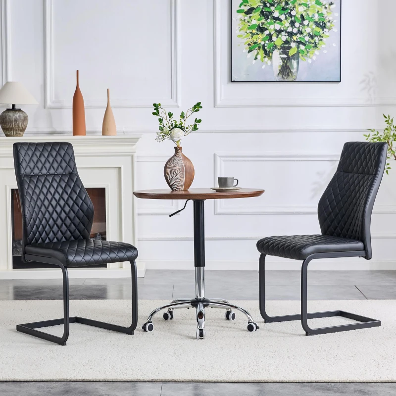 Chaise de salle à manger, confort optimal, structure métallique noire robuste, 43,00x63,00x100,00 cm, Noir