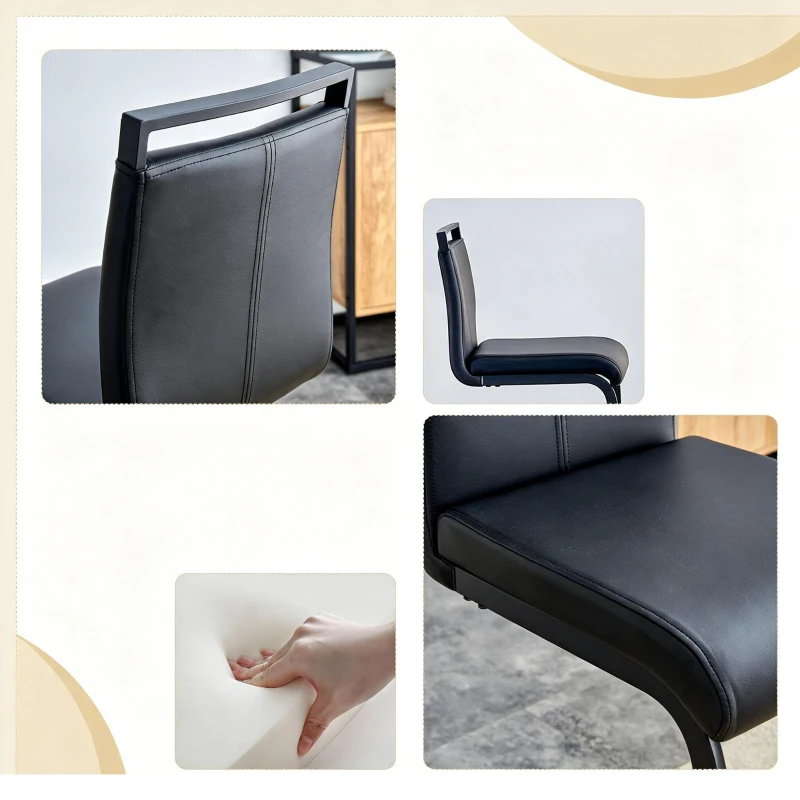 Lot de 2 tabourets de bar style nordique, design épuré et élégant avec piètement métal doré robuste, 39x46.5x96.5 cm, Noir