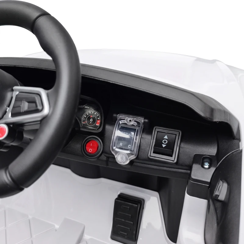 AIYAPLAY Elektryczny samochód dla dzieci 12V z pilotem, akumulatorem litowym, 2 silniki, miękki start, tylne zawieszenie Biały
