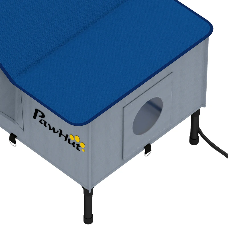 PawHut Cuccia Riscaldata da Esterno per Gatti Impermeabile 51x41x55 cm, Grigio Chiaro