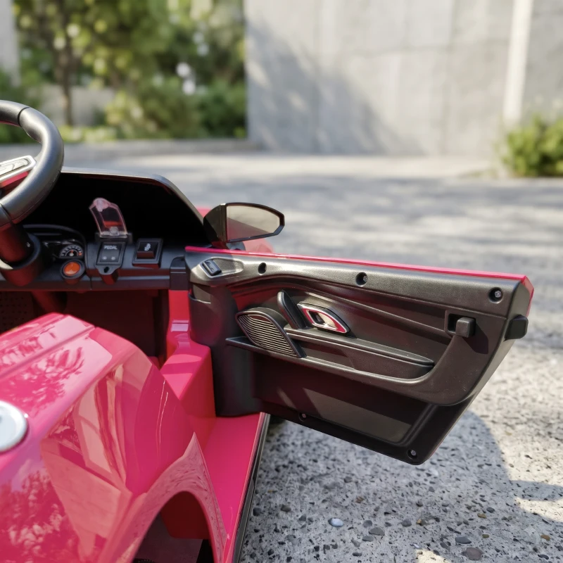 AIYAPLAY Elektryczny samochód dla dzieci 12V z pilotem, akumulator litowy, 2 silniki, łagodny rozruch, tylne zawieszenie Różowy