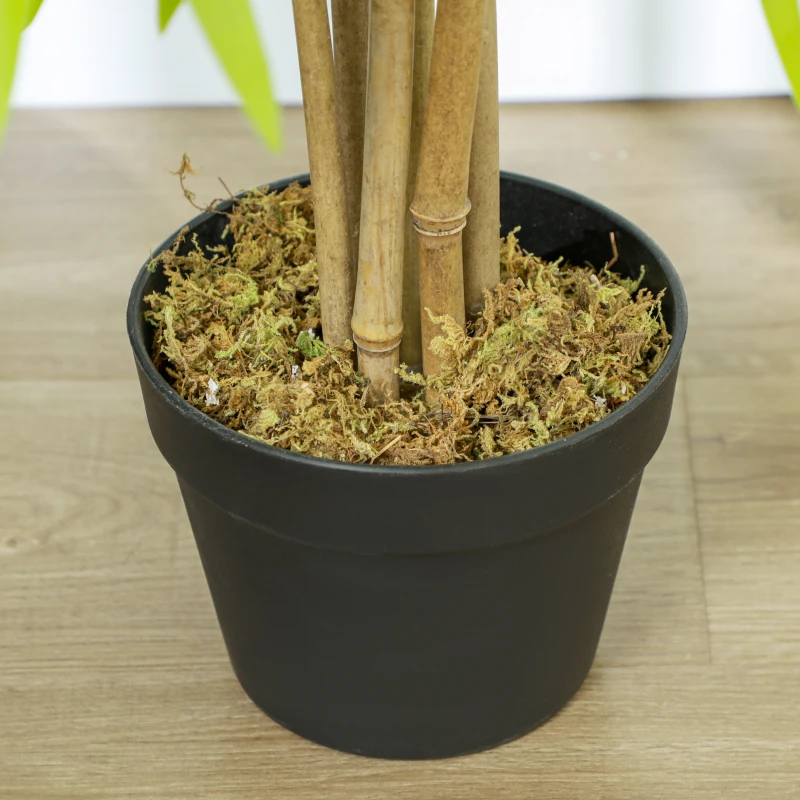 Outsunny Bambous artificiels 1,20H m réalistes par Bambou avec Vrais Troncs - Pot Inclus Noir Vert
