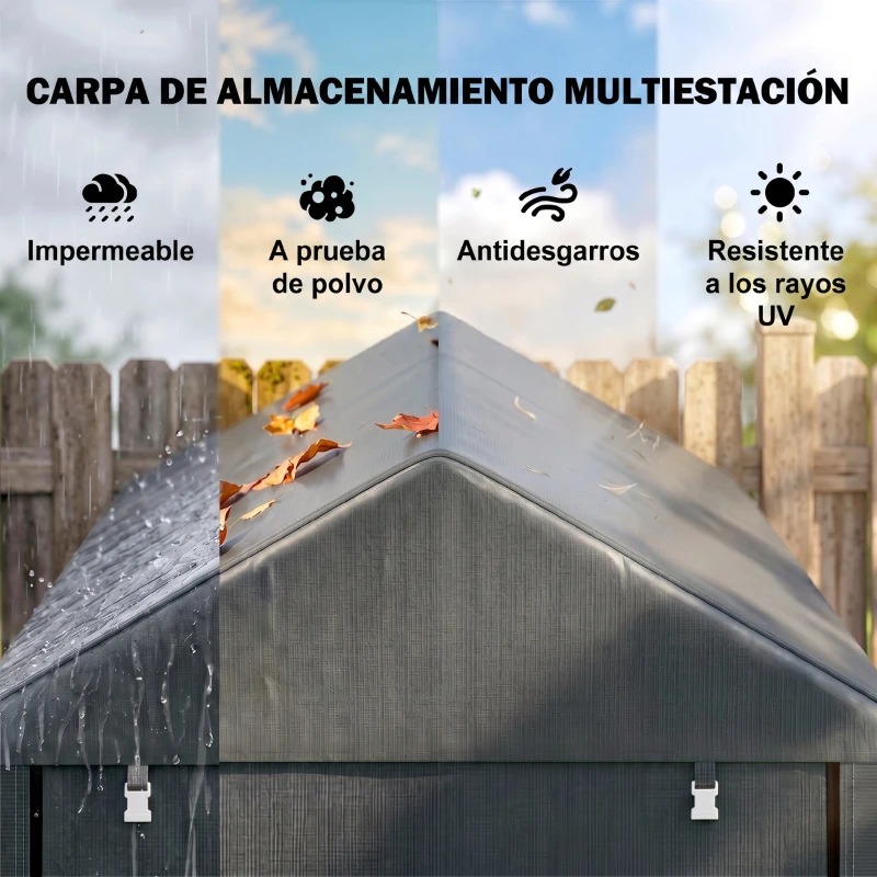 Outsunny Carpa para Bicicletas y Motos 1,2x1,8x1,65 m con 2 Habitaciones Puerta con Cremallera Impermeable Anti-UV Gris Oscuro