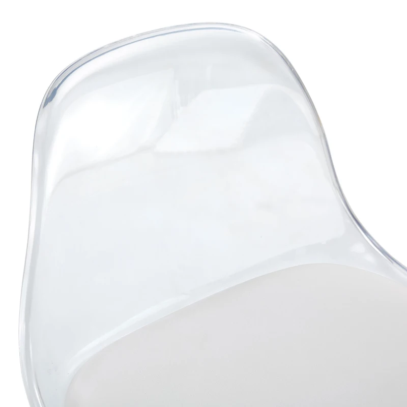 Lot de 2 tabourets de bar réglables, dossier ergonomique transparent, assise pivotante 360°, 40,5x39x82-104 cm, Blanc