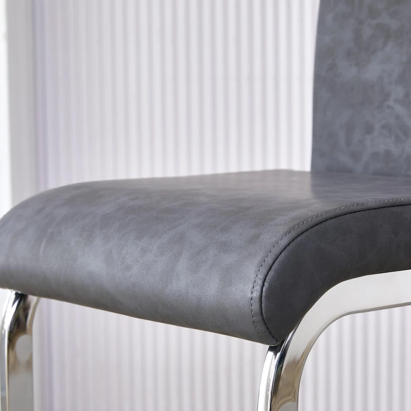 Lot de 2 tabourets de bar style nordique, design élégant, idéal pour cuisine, bar ou restaurant, 38.9x46.5x96.5 cm, Gris foncé+Argent