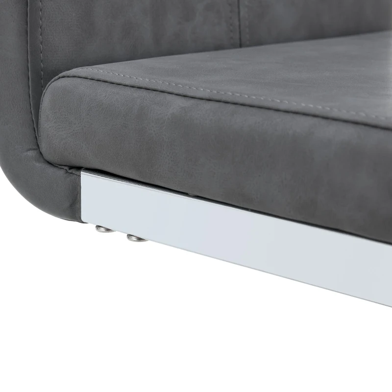 Lot de 2 tabourets de bar style nordique, design élégant, idéal pour cuisine, bar ou restaurant, 38.9x46.5x96.5 cm, Gris foncé+Argent