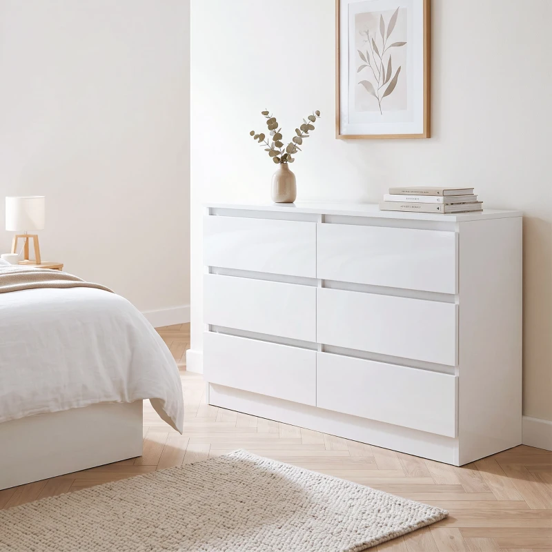 HOMCOM Cómoda 6 Cajones para Dormitorio y Salón, 100 x 35 x 69 cm