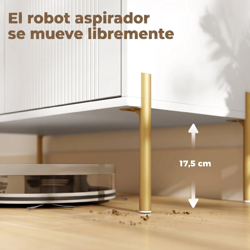 HOMCOM Aparador Moderno de 2 Puertas Aparador de Salón con 3 Cajones Estantes Ajustables Blanco 120x39,1x76 cm