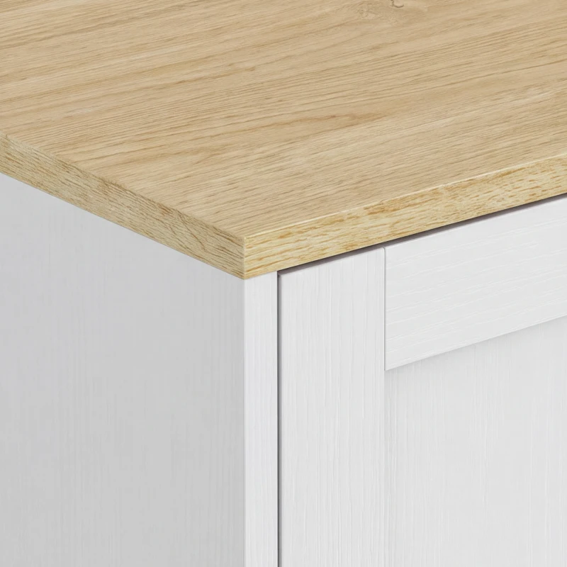 HOMCOM Modern Dressoir met Soft-Close Deuren, Koffiebarkast met 3 Lades en Verstelbare Plank, Wit