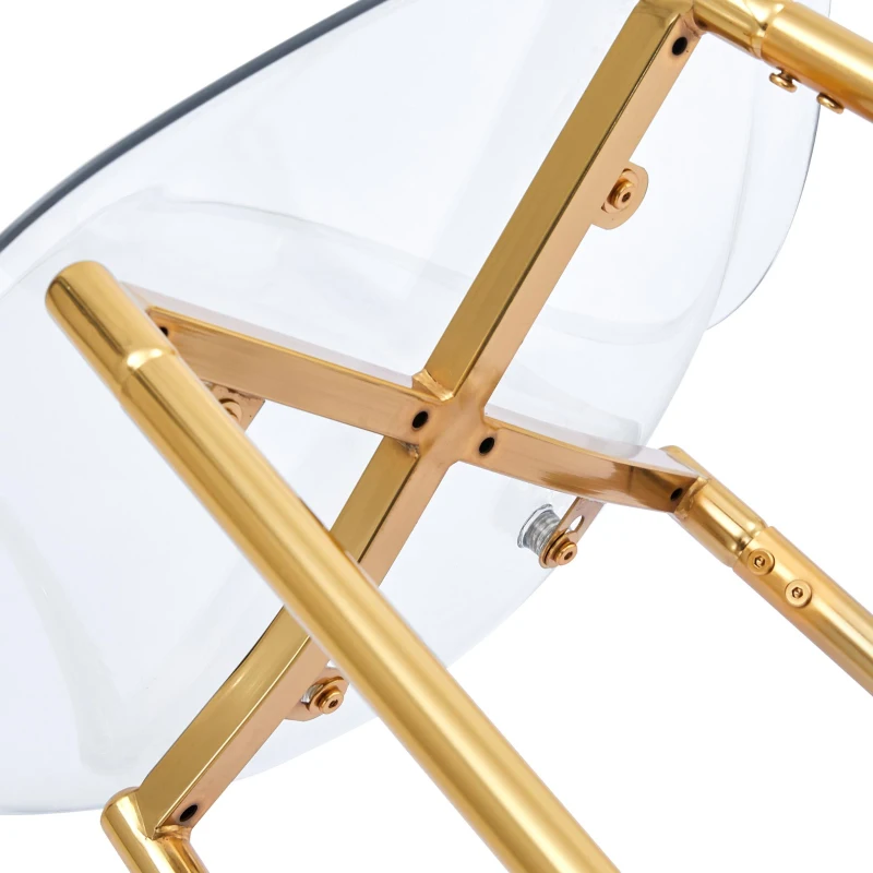 Lot de 4 tabourets de bar transparents, design moderne au look aérien, 51x45x102 cm, Doré