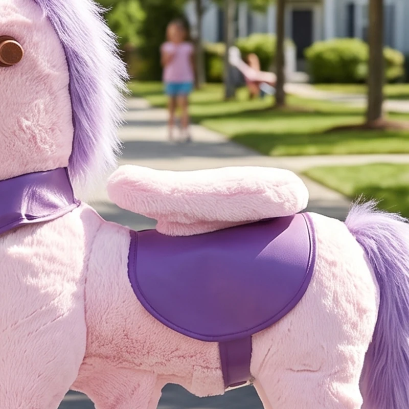 AIYAPLAY Cavallo per Bambini 2+ Anni con 4 Rotelle e Nitriti, Testa Girevole, Design a Pedali, Capacità 60 kg, Rosa