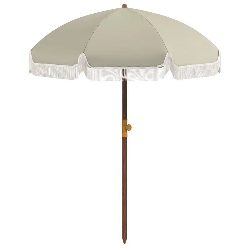 Outsunny Ombrellone da Spiaggia UV40+ a 8 Stecche con Borsa da Trasporto, in Metallo e Poliestere, Ø1.9x2.1 m, Verde