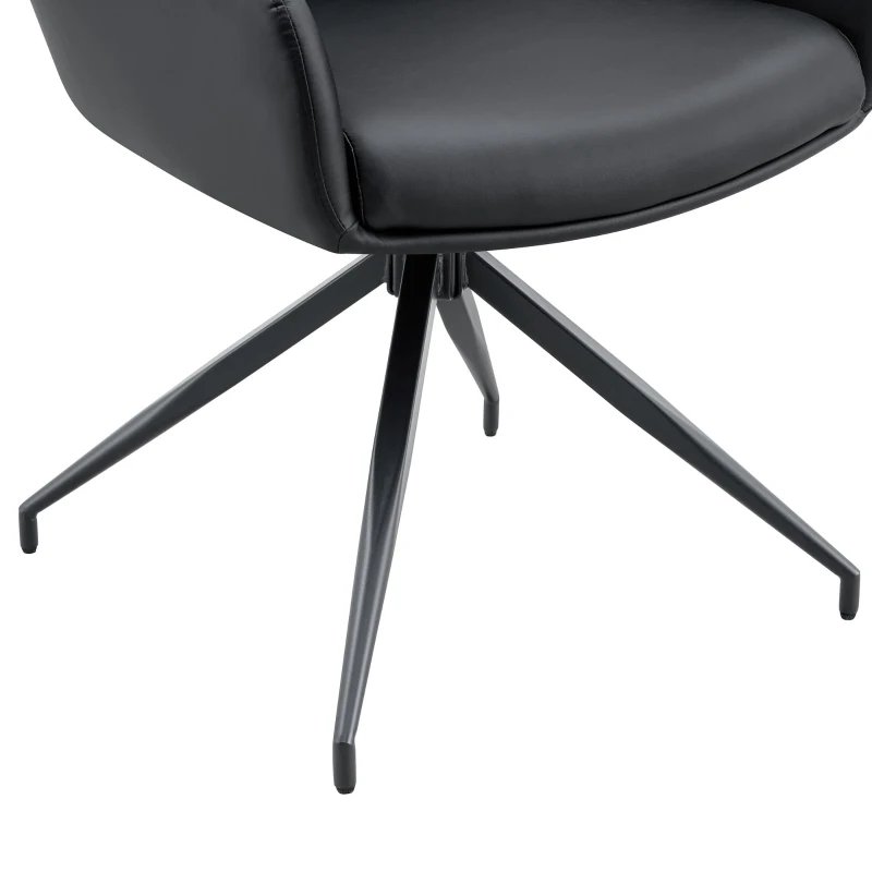 Lot de 2 chaises pivotantes style léger luxe, rotation 360° silencieuse, 55x50x85 cm, Noir