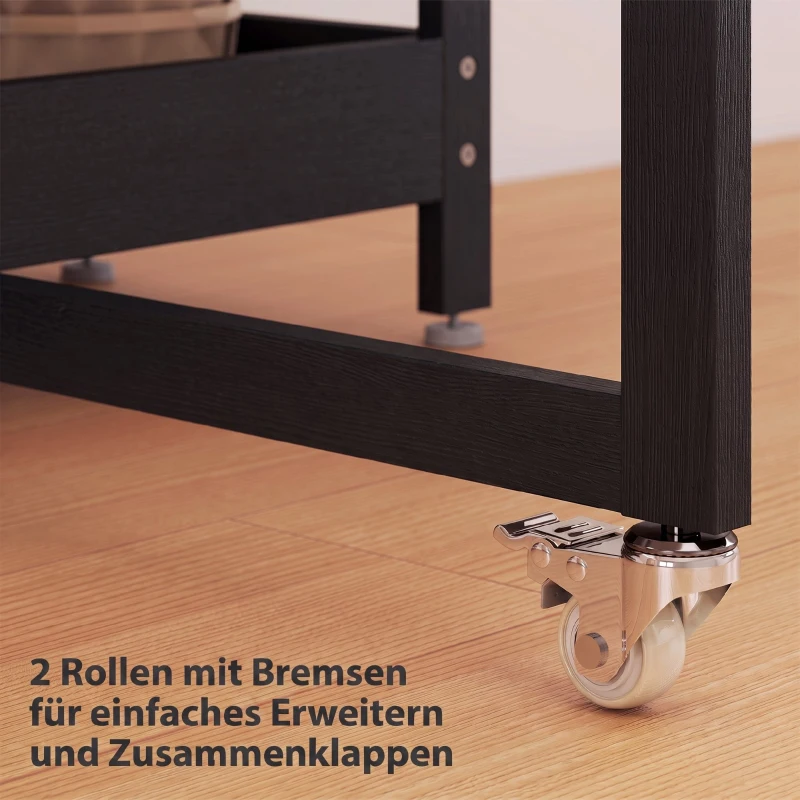 HOMCOM Klappbarer Esstisch im Industriedesign, für bis zu 4 Personen, offene Regale, flexibel, Metall, Spanplatte, Schwarz