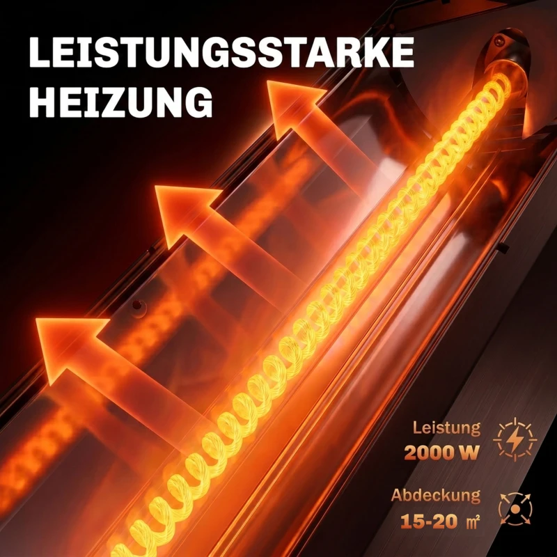 Outsunny Infrarot Heizstrahler 2000W Carbonfaser Standheizstrahler mit Fernbedienung 8 Heizstufen Schutzhülle Timer Kippschutz